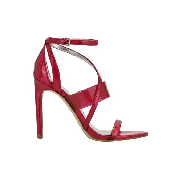 Guess Womens Pink Padded Transparent Strappy Stiletto Buckle Heeled Sandals - Picture 2 of 4
